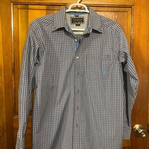 Ariat Men's Navy and White Plaid Shirt